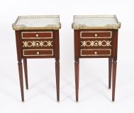 Antique Pair French Empire Ormolu Mounted Bedside Cabinets 19th Century