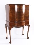 Antique Burr Walnut Revolving Cocktail Drinks Dry Bar Cabinet C1920