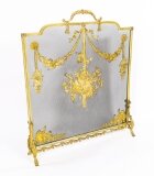 Antique French Floral and Musical Trophy Gilt Bronze Fire Screen 19th Century