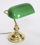 Vintage Articulated Green Glass Brass Bankers Lamp Desk Lamp 20th C