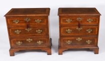 Vintage Pair of Burr Walnut Bedside Chests Cabinets 20th C