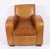 Bespoke English Handmade Art Deco Leather Arm Chair Bruciato Colour