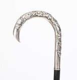Antique Hong Kong Silver Walking Cane Wang Hing & Company 宏興 19thC