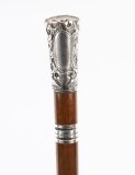 Antique English Silvered Bronze Malacca Sword Stick Walking Cane 19thC