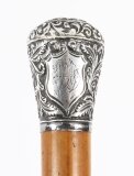 Antique English Silver Topped Walking Stick Cane 99cm 39 inches