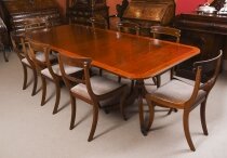 Vintage Regency Revival Dining Table & 8 Chairs by William Tillman 20th C