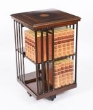 Vintage Inlaid Mahogany Revolving Bookcase 20th C