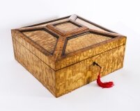 Antique Large Victorian Burr Maple Wood and Burr Walnut Casket 19th C