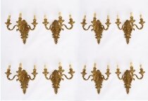 Antique set of 8 French Gilt Bronze Ormolu Wall Lights Appliques Circa 1900