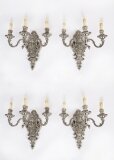 Antique Set of 4 French Silver Plated Wall Lights Appliques Circa 1900
