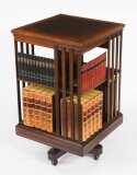 Antique Edwardian Flame Mahogany Revolving Bookcase 