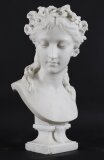 Antique Carrara Marble Bust of a Grecian Lady by Eugene Aizelin c1850 19th C