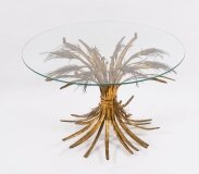 Vintage Hollywood Regency Gilded & 34 Wheat Sheaf& 39 & 34 Coffee Table Mid Century