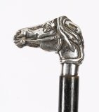 Antique Silver Novelty Horse Head Walking Cane Stick19th Century 91 cm 36 inch