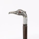 Antique French Novelty Pheasant Silver Walking Stick Cane 19th C 92cm 36inches