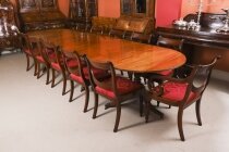 Antique 12ft George III Revival Dining Table & 12 Swag Back Chairs 19th C