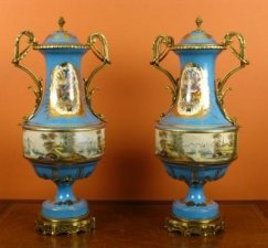 Pair Sevres Style Hand Painted Ormolu Porcelain Vases | Ref. no. 00121a | Regent Antiques