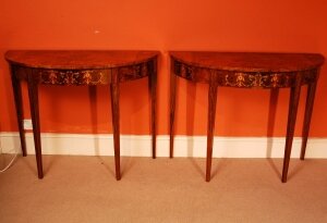 Stunning Sheraton Walnut Half Moon Console Tables | Ref. no. 00266 | Regent Antiques