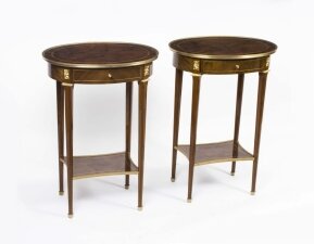 Pair Sheraton Style Burr Walnut Satinwood Side Tables | Ref. no. 00286a | Regent Antiques