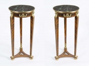 Pair of Empire Style Mahogany & Marble Pedestal Tables | Ref. no. 00288 | Regent Antiques