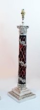 Corinthian Silver Plate Red Cut Glass Column Lamp | Ref. no. 00557 | Regent Antiques
