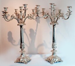 Pair Matthew Boulton Style Silver 7 Light Candelabra | Ref. no. 00577 | Regent Antiques