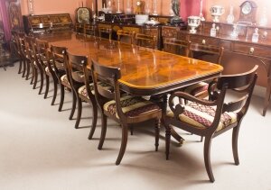 Regency Dining Table | Three Pillar Flame Mahogany Dining Table & Chair Set | Ref. no. 00745a | Regent Antiques