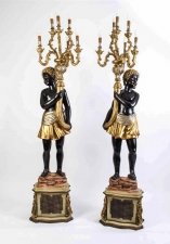 Pair 6ft 3" Blackamoor Candelabra Hand Painted & Gilded | Ref. no. 00875 | Regent Antiques