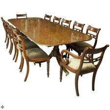 Bespoke Burr Walnut 10ft Regency Style Dining Table 12 Tulip Back Chairs | Ref. no. 00952dp | Regent Antiques