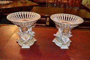 Stunning Pair Dresden Style Compotes Centrepieces | Ref. no. 00981 | Regent Antiques