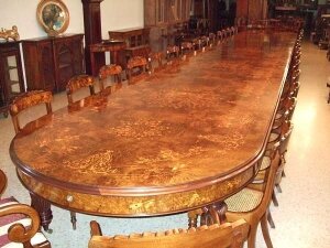 Bespoke Monumental 11metre 35ft walnut marquetry dining conference table