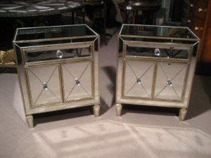 Pair of Art Deco Style Mirrored Bedside Tables Cabinets | Ref. no. 01049 | Regent Antiques