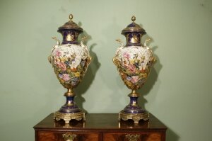 Huge Pair of Royal Blue Imperial Russian Vases | Ref. no. 01075 | Regent Antiques