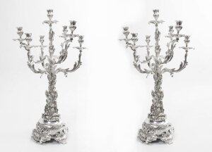 Pair Sheffield Silver Plated Rococo Style Candelabra | Ref. no. 01109 | Regent Antiques