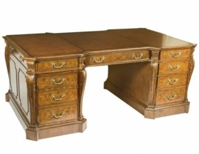 Bespoke 6ft Burr Walnut Partners Pedestal Desk. | Ref. no. 01210B | Regent Antiques