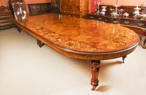 Huge 5 Meter Marquetry Extending Burr Walnut Bespoke Dining Table