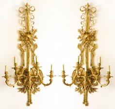 Vintage Monumental Pair Empire Revival Ormolu Wall Lights 20th Century | Ref. no. 01241b | Regent Antiques