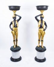 Pair Huge Gilded Bronze Blackamoor Jardinieres on Marble Bases | Ref. no. 01275 | Regent Antiques