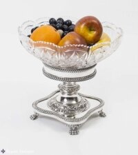 English Silver Plate Cut Glass Compote Centrepiece