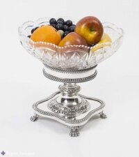 Vintage English Silver Plate Cut Glass Compote Centrepiece 20th C