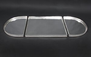 Vintage English Silver Plated 3 Piece Mirrored Plateau Tray 20th Century