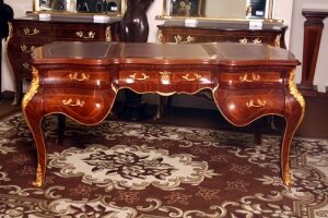 Large French Bombe Walnut Writing Table Bureau Plat | Ref. no. 01477 | Regent Antiques