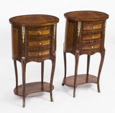 Pair Loius XVI Style Burr Walnut & Birdseye Maple Bedside Cabinets 20th C | Ref. no. 01489 | Regent Antiques
