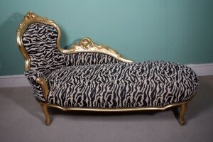 Victorian Rococo Giltwood Zebra Print Chaise Lounge | Ref. no. 01493 | Regent Antiques