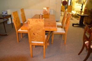 Stunning Art Deco Birdseye Maple Dining Table 6  Chairs | Ref. no. 01504a | Regent Antiques