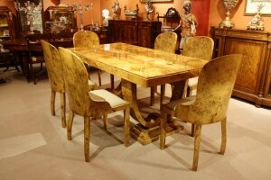 Stunning Art Deco Birdseye Maple Dining Table 6 Chairs | Ref. no. 01506 | Regent Antiques