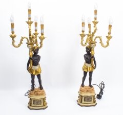 Stunning Pair of Blackamoor Candelabras Lamps | Ref. no. 01566 | Regent Antiques