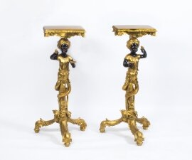 Highly Ornate Pair Gilded Blackamoor Pedestal Stands | Ref. no. 01567 | Regent Antiques