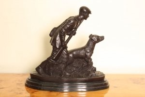 Beautiful Hunter & Dog Bronze Sculpture Mene | Ref. no. 01637 | Regent Antiques