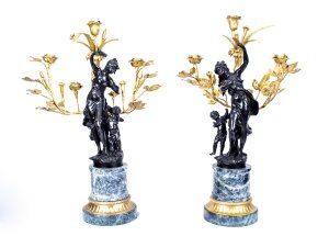 Pair Large Empire Bronze & Gilded Bronze Candelabra | Ref. no. 01697 | Regent Antiques